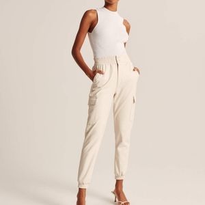 White vegan leather cargo joggers SOLD